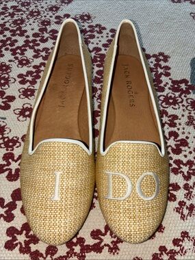 Jack Rogers Tan Woven “I Do” Flats Size 7*